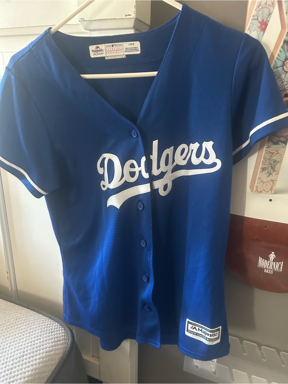 Majestic Women's Los Angeles Dodgers Cool Base Jersey size large slim as is